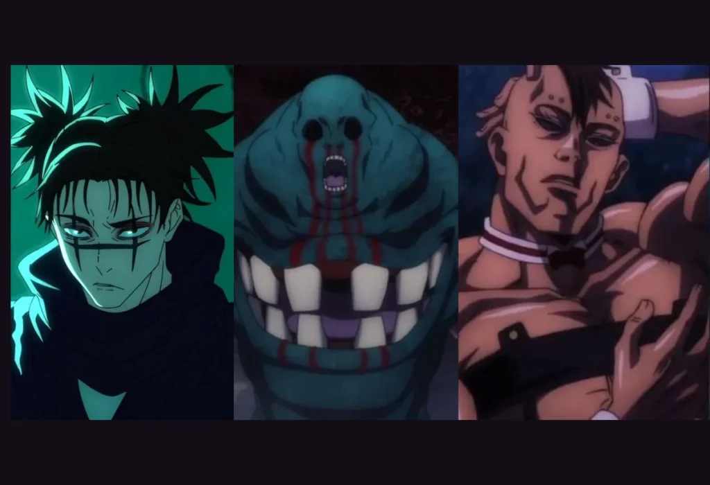 Guia Definitivo da Temporada 1 de Jujutsu Kaisen (Recap e Análise Completa) 11 Os três irmãos da Pintura da Morte (Choso, Kechizu e Eso) que são introduzidos no arco final da primeira temporada de Jujutsu Kaisen.