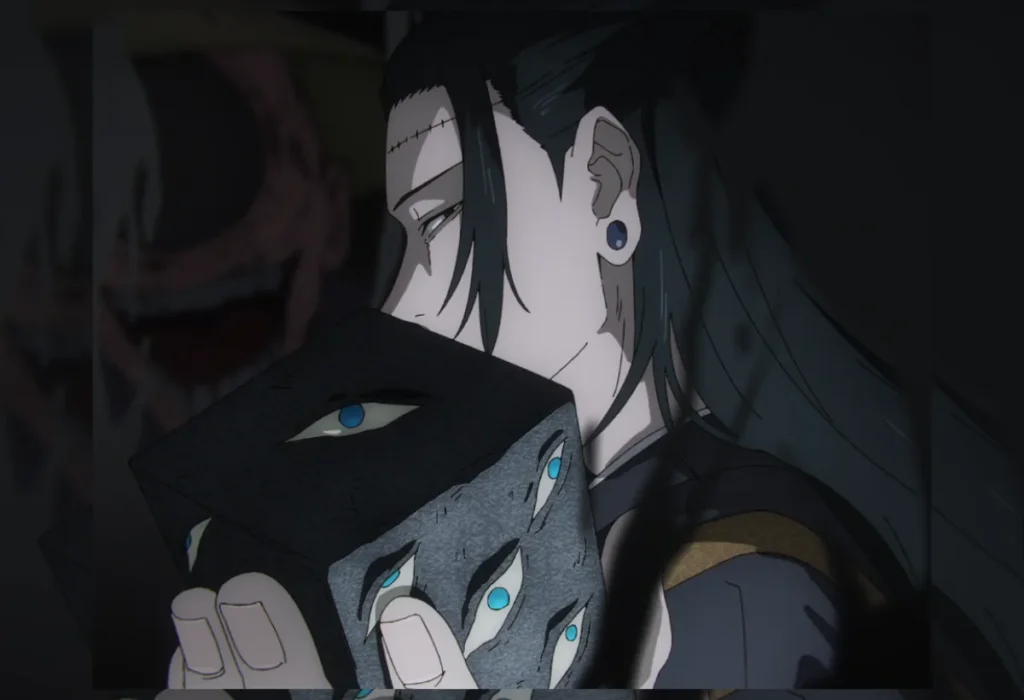 Kenjaku segurando o Reino da Prisão com Satoru Gojo selado dentro, a consequência direta que o deixa livre para iniciar seu plano do Jogo do Abate em Jujutsu Kaisen.