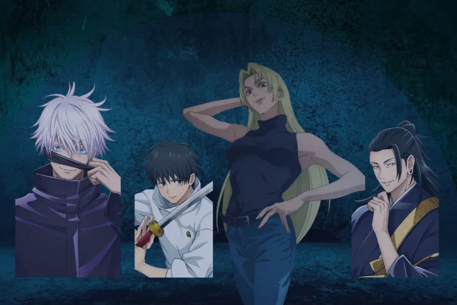 Guia sobre os quatro feiticeiros de grau especial de Jujutsu Kaisen, com montagem mostrando Satoru Gojo, Yuta Okkotsu, Suguru Geto e Yuki Tsukumo.