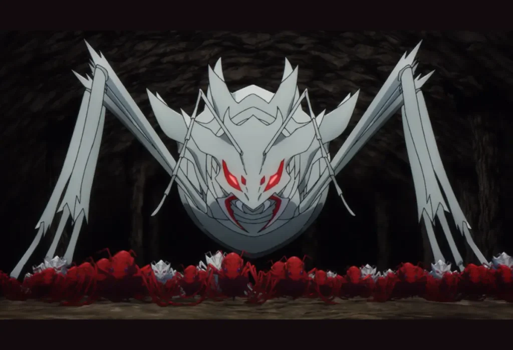 Gates e Dungeons em Solo Leveling: O Guia Definitivo dos Portais e Masmorras 3 A Formiga Rainha da Ilha Jeju, uma temível Chefe de Masmorra Rank-S em Solo Leveling, guardando os valiosos tesouros e núcleos de mana dentro da masmorra.