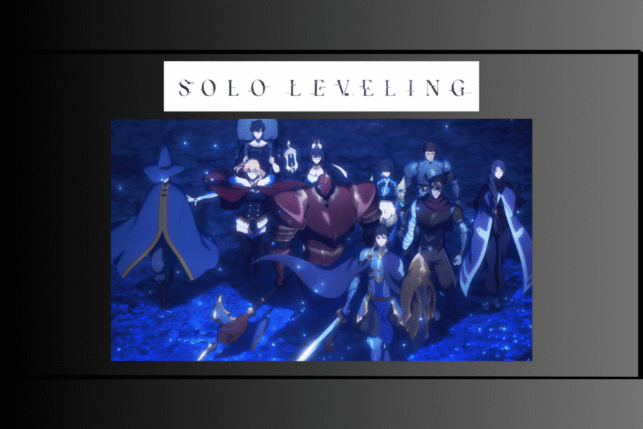 Guia definitivo dos Caçadores de Solo Leveling, mostrando o time de ataque da Guilda Hunters preso no Arco do Portal Vermelho: o Tanker Rank-A e líder Jô Kyu Hwan (armadura vermelha), a Curandeira Rank-B Yoon Hee Soo (loira, detalhes em vermelho), o Mago Oh Sang-Min (chapéu pontudo) e o Assassino Go Chul-Kang (bandana roxa), representando a diversidade de ranks e classes.