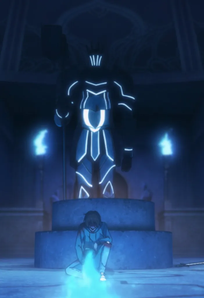 Gates e Dungeons em Solo Leveling: O Guia Definitivo dos Portais e Masmorras 4 Sung Jin-Woo ajoelhado na Masmorra Dupla em Solo Leveling, o local onde sua verdadeira jornada e conexão com o Sistema tiveram início.