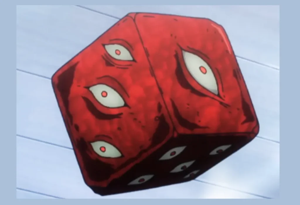 Close-up do Reino da Prisão (Gokumonkyō), o Artefato Amaldiçoado de Grau Especial usado para o selamento de Gojo em Jujutsu Kaisen.