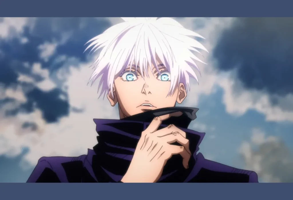 Guia de Personagens: Quem são os Feiticeiros de Grau Especial em Jujutsu Kaisen? 1 Satoru Gojo, o feiticeiro de grau especial mais forte, revelando seus Seis Olhos, a fonte de poder que, combinada com a técnica Infinito, o torna virtualmente intocável.