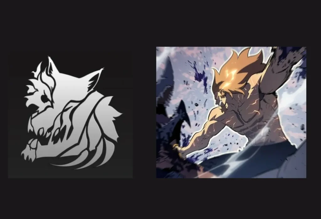 Ranking Definitivo: Às 10 Guildas Mais Fortes de Solo Leveling (Análise Completa) 20 Montagem da Scavenger Guild, a guilda mais poderosa do mundo em Solo Leveling, mostrando seu Mestre, o Caçador de Nível Nacional Thomas Andre "Goliath", ao lado do logo da guilda.