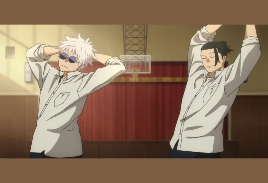 Guia de Personagens: Quem são os Feiticeiros de Grau Especial em Jujutsu Kaisen? 2 Suguru Geto, um dos feiticeiros de grau especial, em seus dias de estudante ao lado de seu então melhor amigo, Satoru Gojo, antes de se tornar um antagonista em Jujutsu Kaisen.