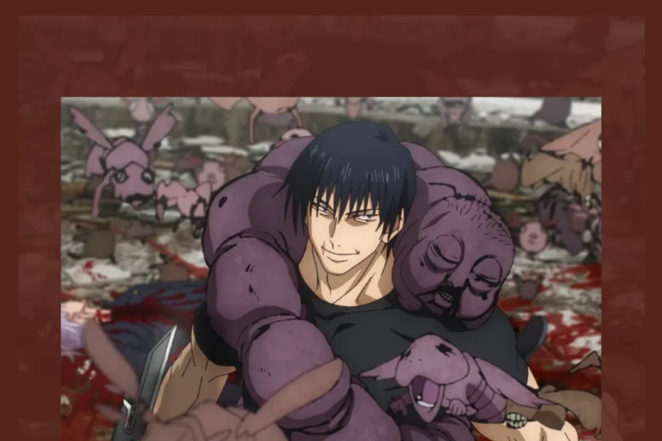 Guia completo sobre Toji Fushiguro, o 'Assassino de Feiticeiros' de Jujutsu Kaisen, com montagem mostrando suas diferentes facetas, desde sua calma ameaçadora até seu poder em combate.