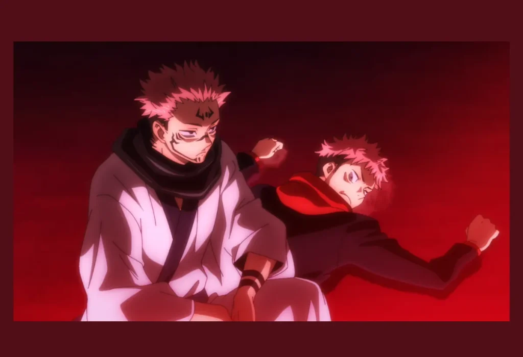 Poderes de Yuji Itadori: O Guia Definitivo de Sua Força, Técnicas e Evolução 2 A dualidade de Yuji Itadori em Jujutsu Kaisen, mostrando sua forma humana e a manifestação de Ryomen Sukuna, simbolizando o despertar da Energia Amaldiçoada após se tornar o receptáculo.