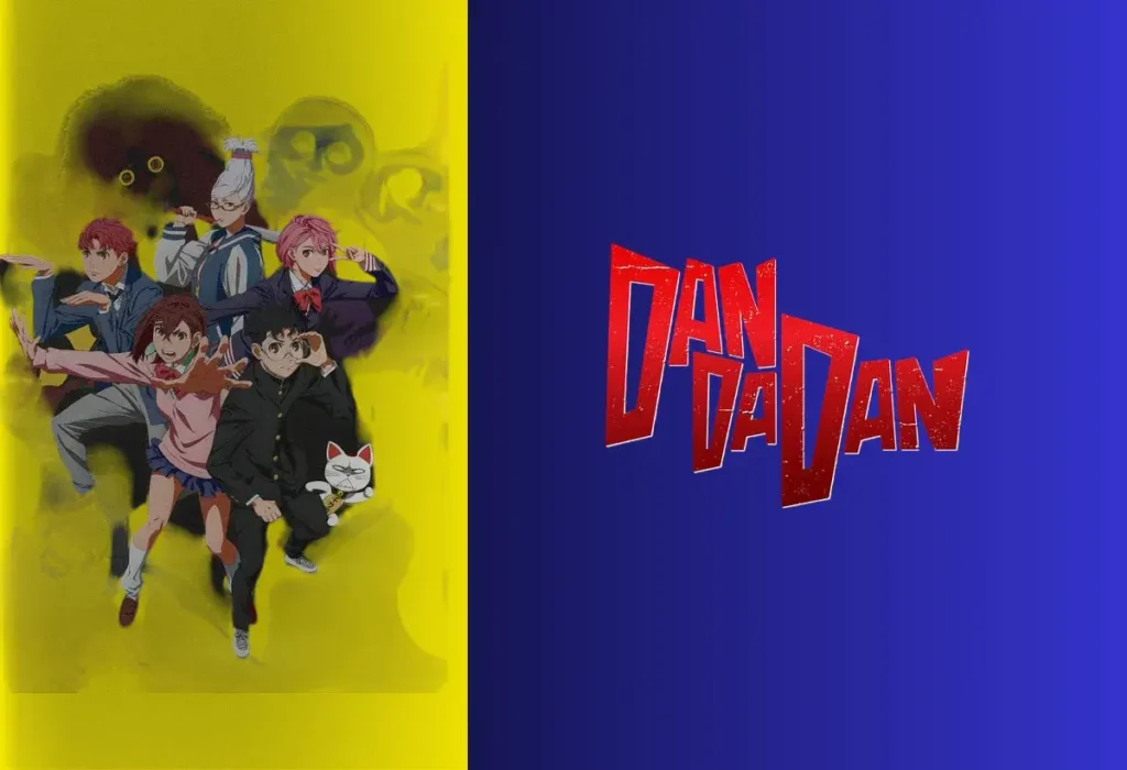 Pôster de DAN DA DAN, uma das jóias escondidas do Anime Awards 2025, destacando seu estilo visual único, sua energia e o premiado design de seus personagens.