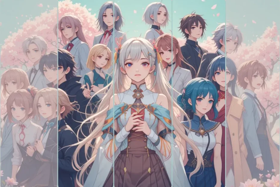 Guia da Temporada de Primavera de 2025: imagem com diversos personagens de anime em meio a flores de cerejeira, representando os melhores lançamentos e tendências da Temporada de Abril.