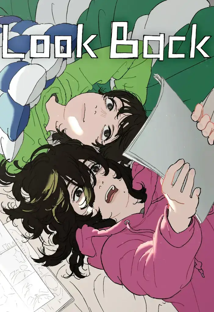 Pôster de Look Back, o Filme do Ano e uma das mais tocantes jóias escondidas do Anime Awards 2025, ilustrando a complexa e sensível relação de amizade e arte entre as protagonistas.