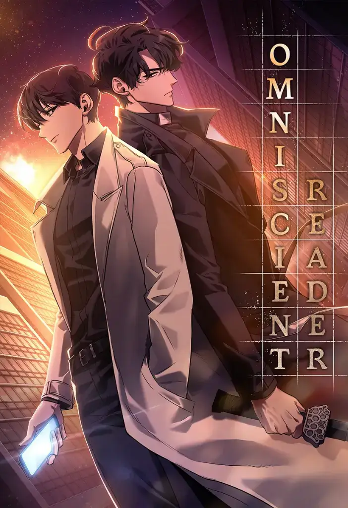 Top 5 manhwas para fãs de fantasia sombria. 2 Arte promocional do manhwa Omniscient Reader's Viewpoint, mostrando os protagonistas Kim Dokja e Yoo Joonghyuk, cuja dinâmica entre 'leitor' e 'personagem' é o coração da trama metanarrativa.