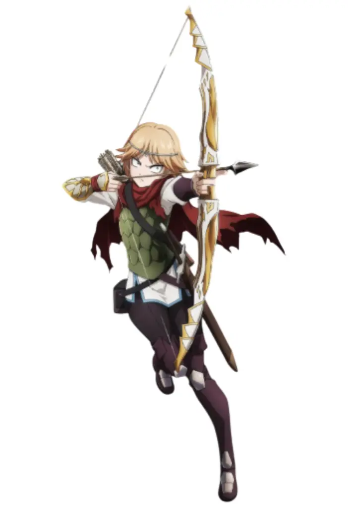 Filme Overlord: O Reino Sagrado – Já disponível na Crunchyroll! 8 Neia Baraja mirando com seu arco, representando sua transformação de uma simples escudeira na determinada e fanática profetisa de Ainz Ooal Gown durante o arco do Reino Sagrado em Overlord.