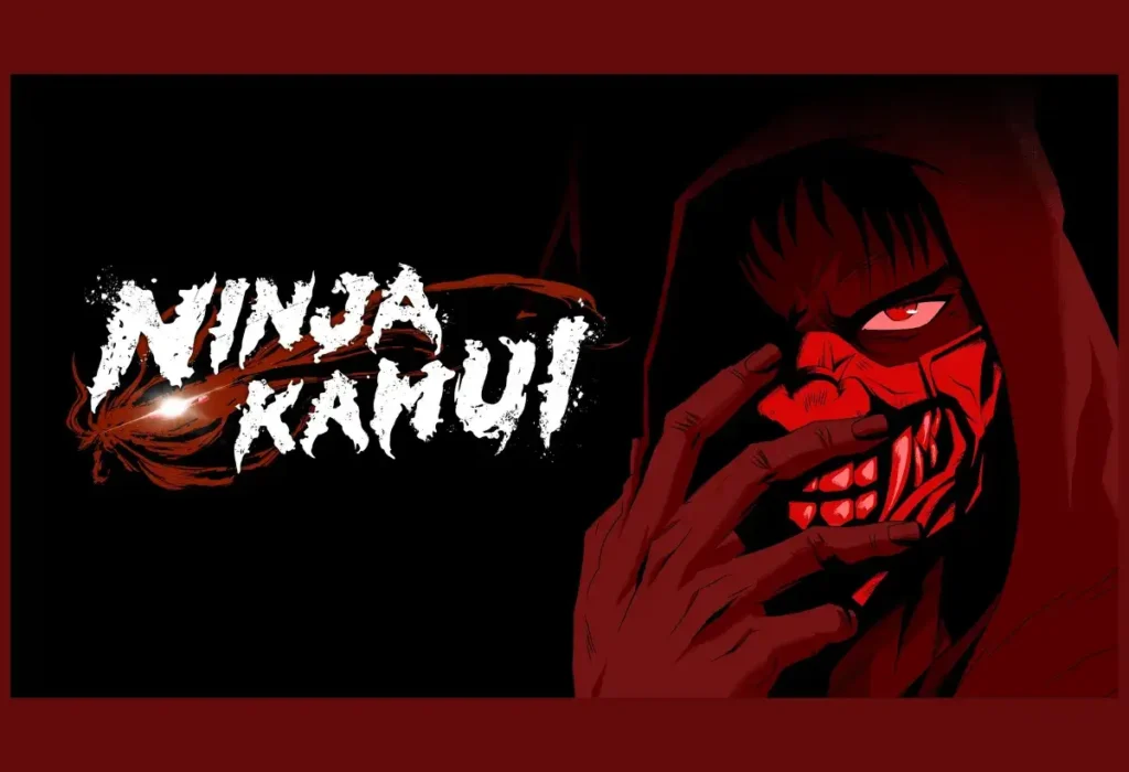 Pôster de Ninja Kamui, um dos grandes destaques do Anime Awards 2025 e vencedor da categoria Melhor Anime Original, com sua estética sombria que reflete a trama de vingança.