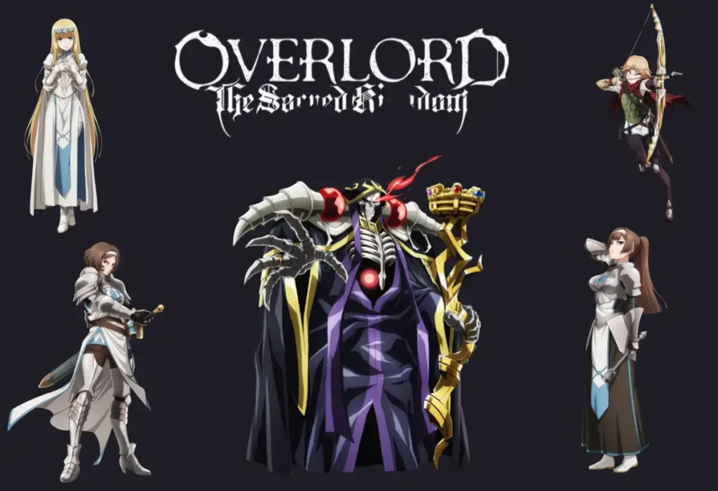 Filme Overlord: O Reino Sagrado – Já disponível na Crunchyroll! 11 Montagem com os personagens centrais do filme Overlord: O Reino Sagrado — Ainz Ooal Gown, Neia Baraja e Remedios Custodio — representando as diferentes facetas da fé, poder e desespero que definem este conto de horror divino.