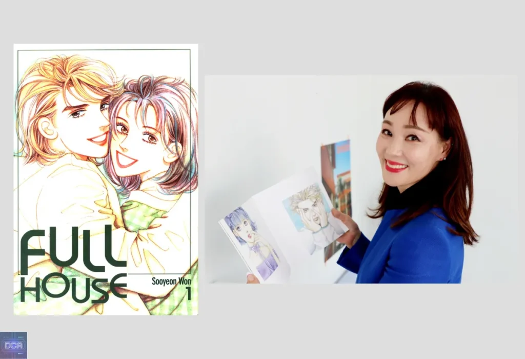 A Incrível História do Manhwa: Da Origem na Coreia à Revolução Global dos Webtoons 9 A autora Won Soo-yeon e a capa de seu manhwa Full House, um exemplo do florescimento do gênero Sunjeong (romance) durante a era da censura na história dos quadrinhos coreanos.