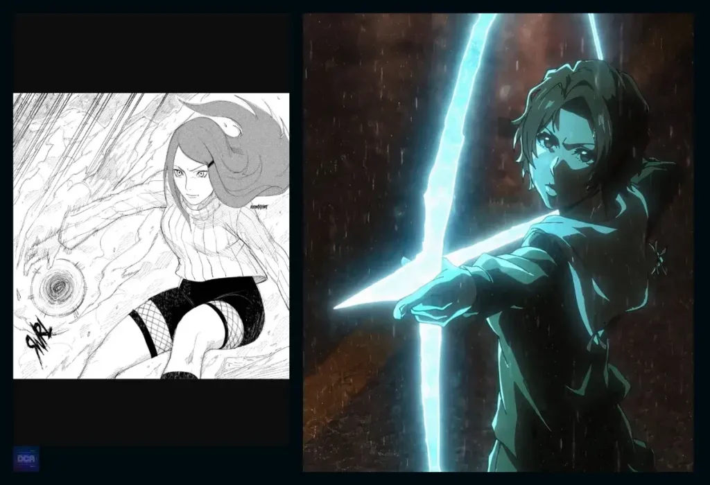 Comparação lado a lado de Kushina Uzumaki de Naruto e Masaki Kurosaki de Bleach, representando o legado ativo e passivo das personagens mães fortes dos animes.
