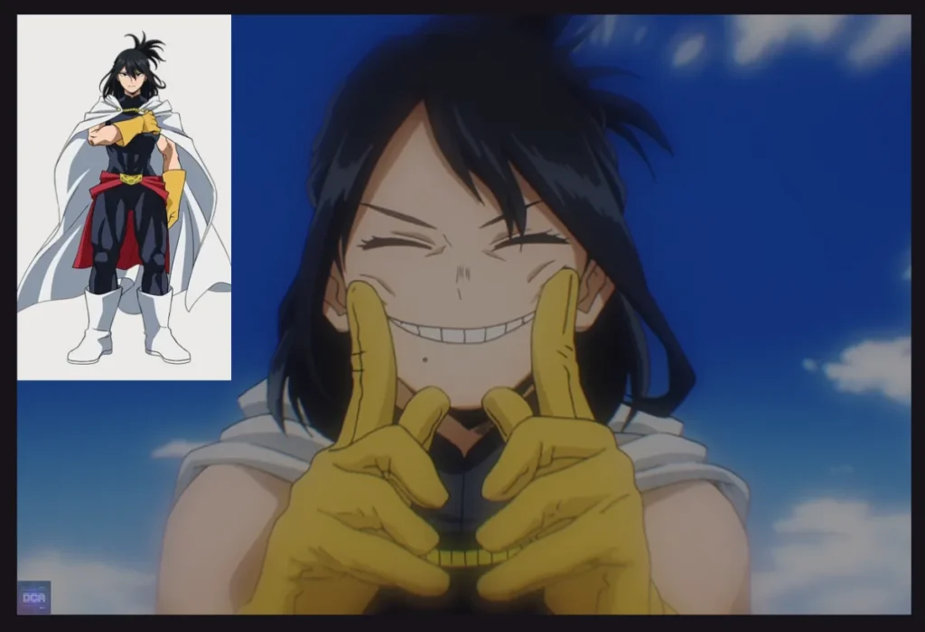 Montagem de Nana Shimura em My Hero Academia, a sétima portadora do One For All, representando as mais poderosas mães c