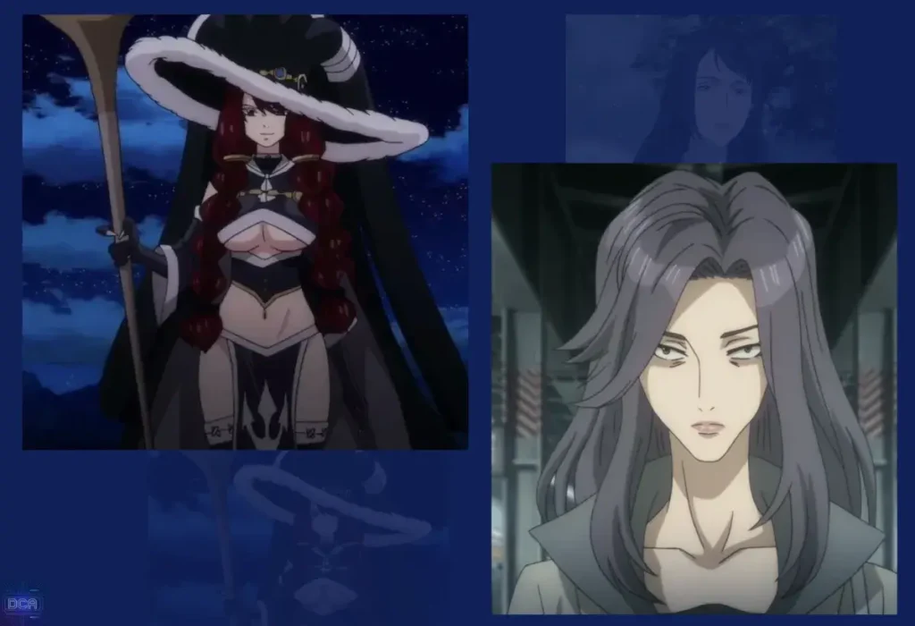 Montagem das mães trágicas Irene Belserion e Reiko Tamura, mostrando que a redenção para as mães vilãs dos animes vem no sacrifício final.