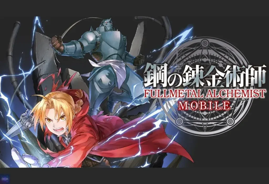 A arte de Fullmetal Alchemist Mobile, um dos piores jogos de animes devido à sua filosofia de design gacha, que fragmenta a narrativa perfeita da obra em um ciclo de monetização predatória.