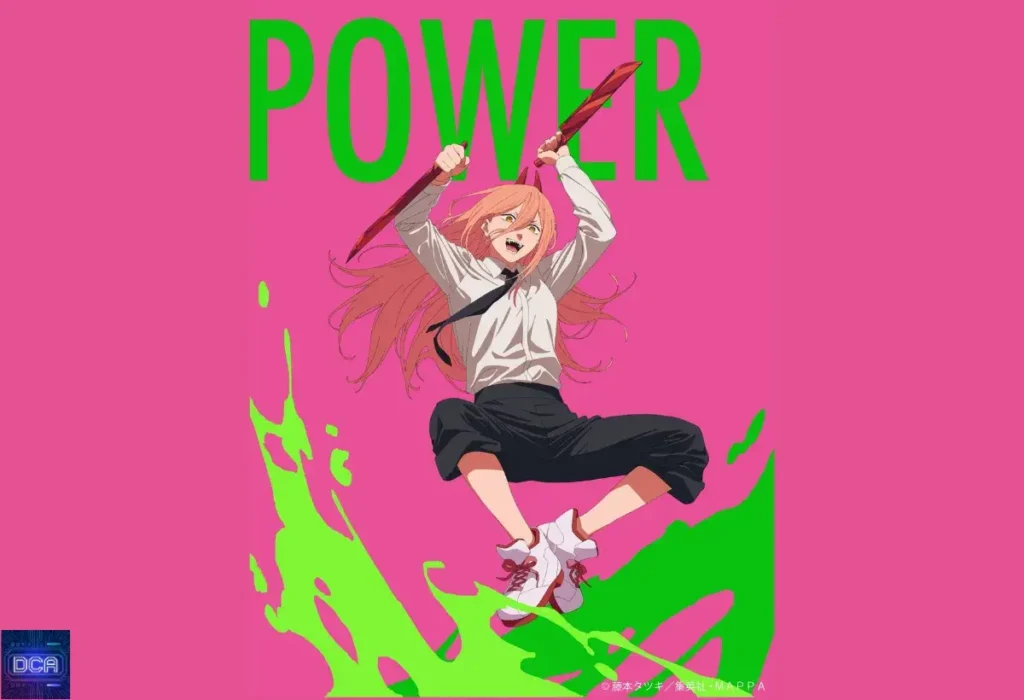Arte da personagem Power em uma pose caótica, ilustrando a análise sobre seu desenvolvimento como o coração emocional de Chainsaw Man e sua genuína amizade de irmãos com Denji.