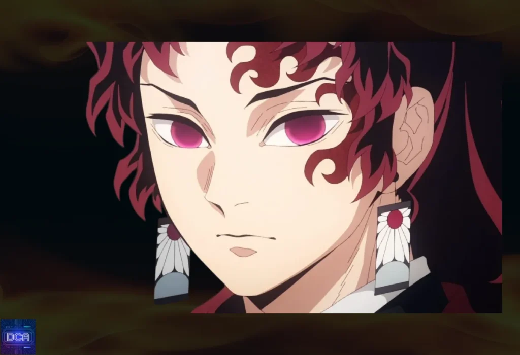 Close-up no rosto de Yoriichi Tsugikuni, a lendária exceção à maldição da Marca do Caçador de Demônios, pois ele nasceu com a marca e, por isso, não teve sua vida encurtada.