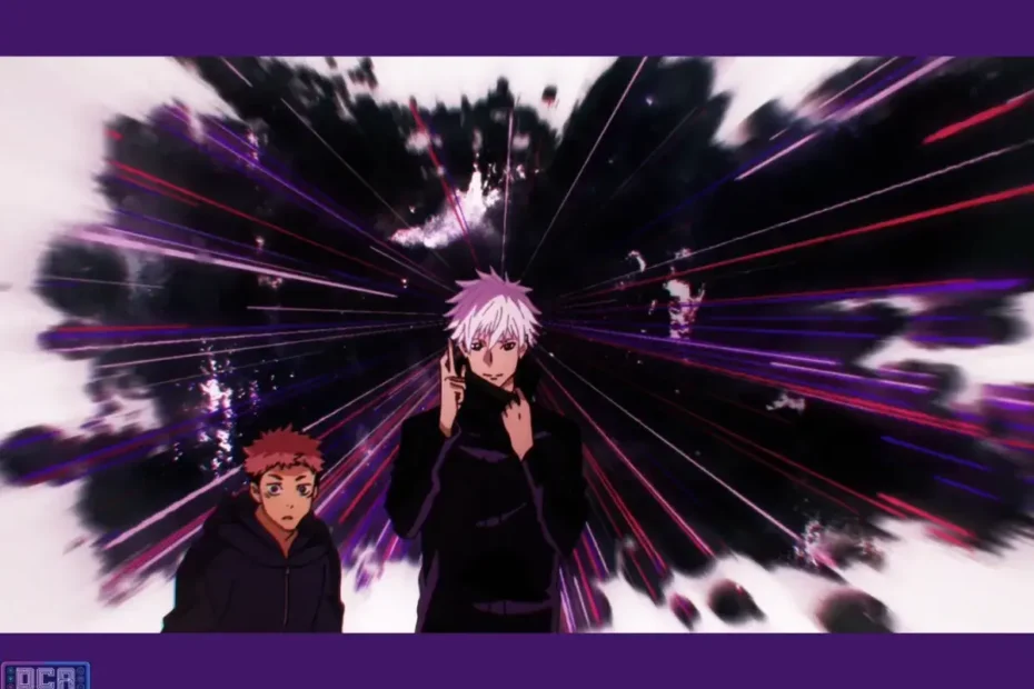 Expansão de Domínio de Satoru Gojo: Vazio Ilimitado Como Funciona? 11 Montagem com Satoru Gojo e Yuji Itadori, ilustrando a análise sobre a Expansão de Domínio de Satoru Gojo (Vazio Ilimitado) e como ela funciona.