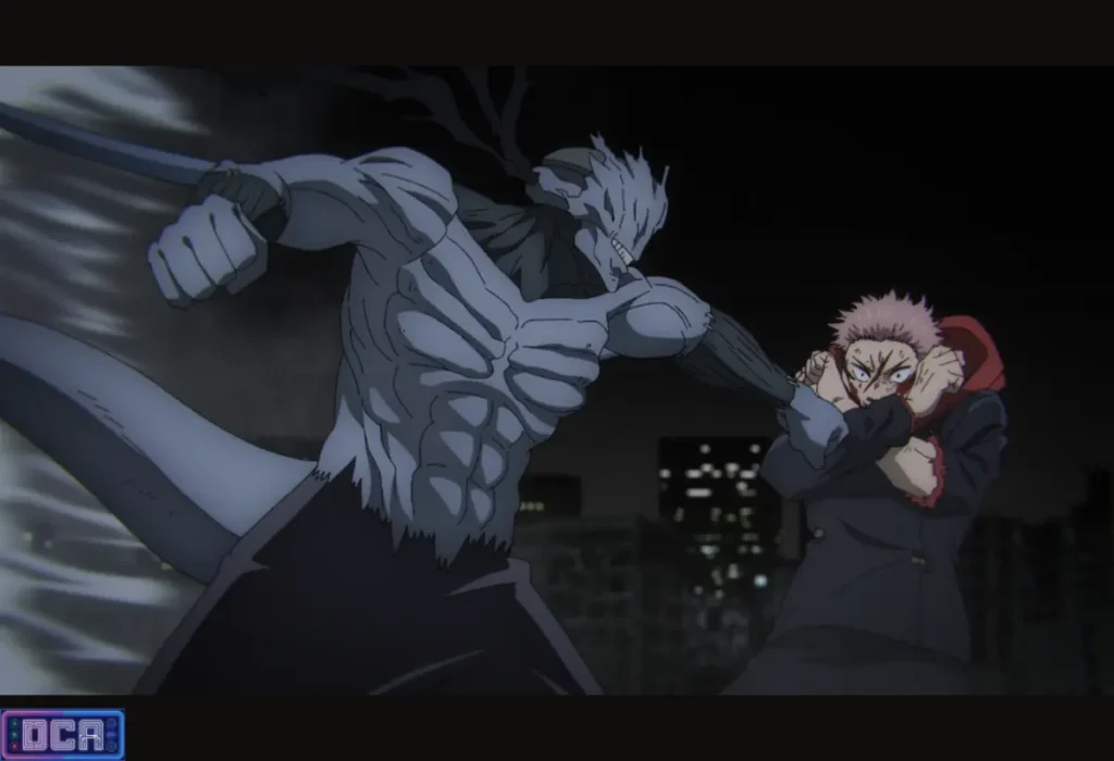 Análise: A Evolução dos Domínios no Arco de Shibuya (Mahito vs. Todo e Itadori) 2 Cena de luta entre Mahito (Forma Final) e Yuji Itadori, ilustrando a análise sobre como este confronto no Arco de Shibuya redefiniu as regras e a tática das Expansões de Domínio.