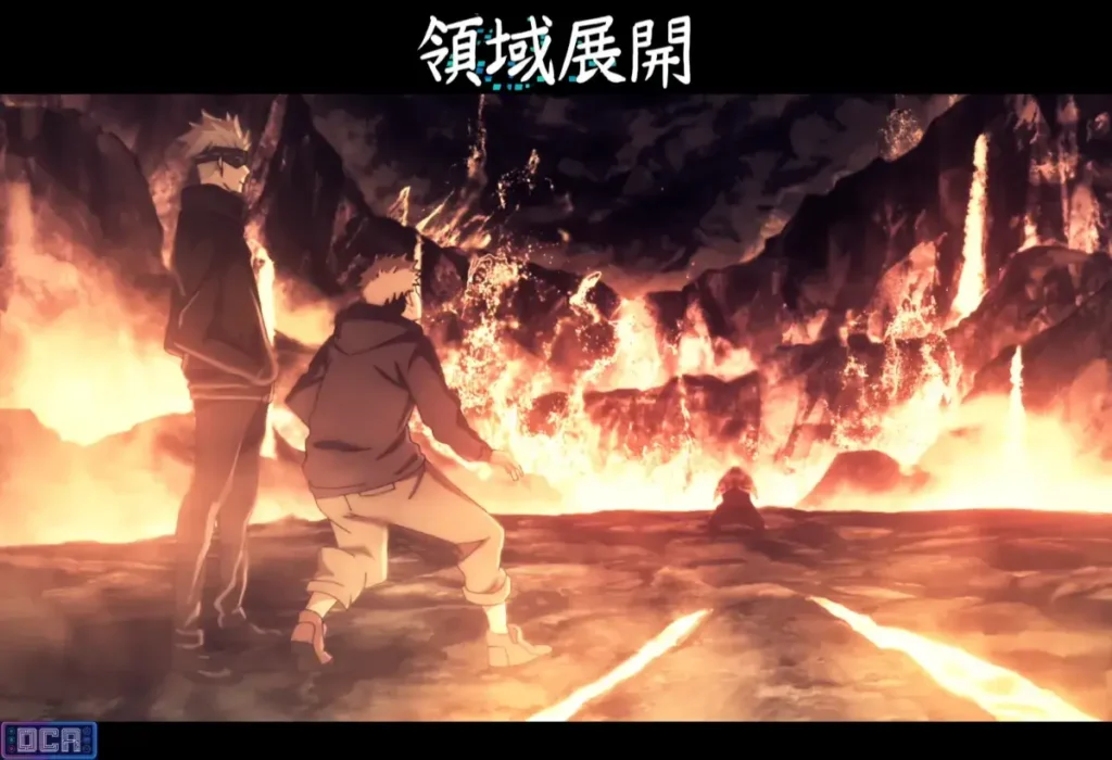 Guia Definitivo: Todas as Expansões de Domínio Jujutsu Kaisen Explicadas (Mangá e Anime) 2 Gojo Satoru e Yuji Itadori dentro do domínio de Jogo, ilustrando a explicação sobre o que são as **Expansões de Domínio Jujutsu Kaisen** e o conceito do acerto garantido.