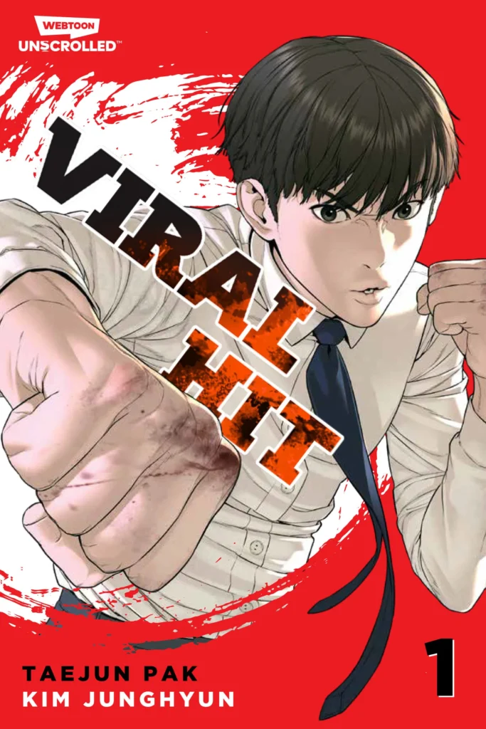 Os 20 Melhores Manhwas de Ação: Ranking Definitivo (Versões Físicas e Digitais 2026) 14 Capa do manhwa Viral Hit (Briga Viral) que explora o gênero de luta realista (MMA), mostrando o protagonista Hobin Yu em um golpe de punho, ilustrando a temática de briga de rua e cultura Youtuber/streaming.