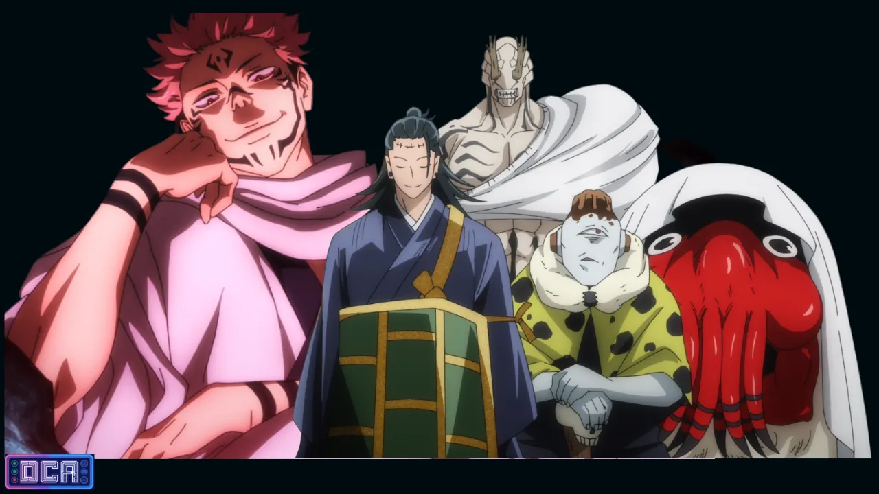 Antagonistas e o Rei das Maldições: A Arquitetura da Malevolência 6 Ryomen Sukuna em sua forma Heian observando a expansão de domínio Santuário Malevolente, representando o ápice do antagonismo em Jujutsu Kaisen.