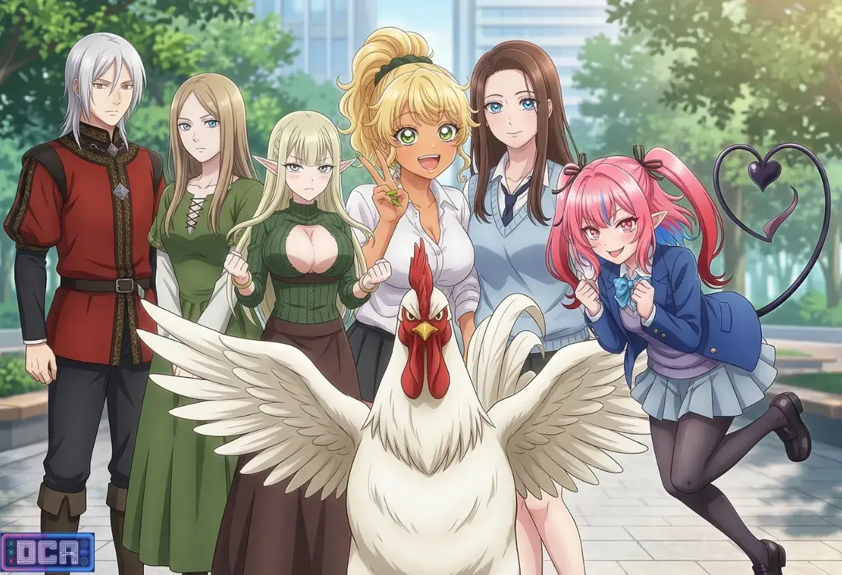 Ilustração dinâmica e explosiva com múltiplos personagens de novos animes, liderados por uma protagonista de cabelo branco. Representa a vanguarda shounen e as estreias da temporada de abril 2026 (primavera).