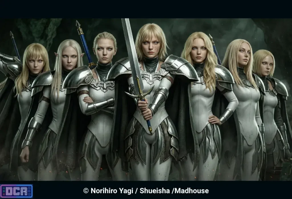 O Guia Definitivo de Claymore: Mangá, Anime e o Abismo da Fantasia Sombria 1 As implacáveis guerreiras de Claymore ganham vida nesta recriação realista, empunhando suas espadas imensas com um olhar frio e determinado, prontas para enfrentar o abismo da fantasia sombria e caçar os temíveis Yomas.