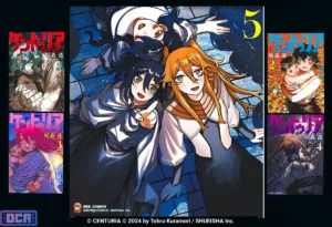 Montagem detalhada exibindo as incríveis capas do Mangá Centúria. Com o lançamento confirmado pela Panini no Brasil, esta arte ilustra a nova e sangrenta aposta de fantasia sombria que promete conquistar os leitores com sua narrativa épica e visceral.