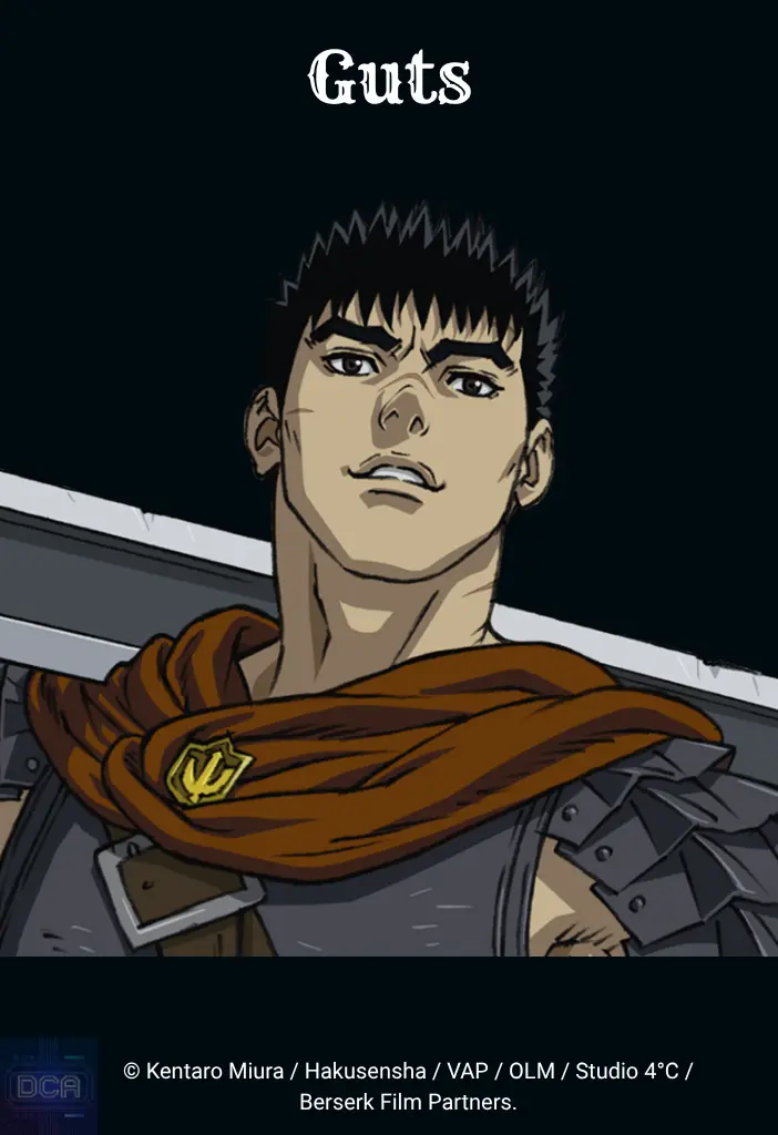 Ilustração de Guts com semblante focado e sua espada apoiada no ombro durante a Era de Ouro, capturando a essência de resistência do protagonista abordado em nosso Guia completo Berserk.