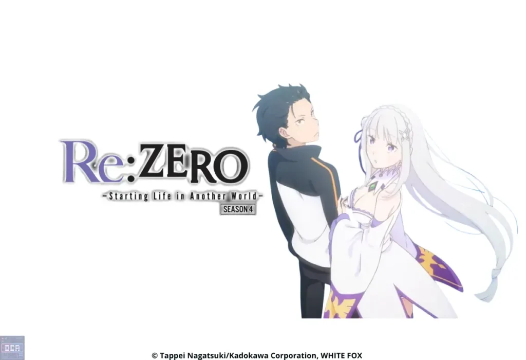 Subaru e Emilia encaram juntos os novos mistérios e perigos iminentes no banner oficial de Re:ZERO Starting Life in Another World (4ª Temporada), transmitindo a esperança e a forte carga emocional da nova fase do anime.