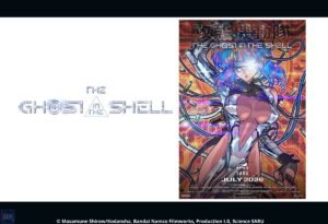 Motoko Kusanagi conectada à rede em uma atmosfera intensamente cyberpunk e futurista, destacando a complexidade tecnológica e visual da nova série THE GHOST IN THE SHELL.