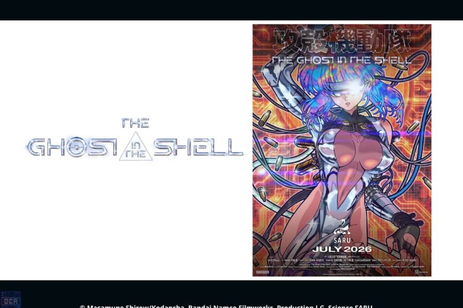 Motoko Kusanagi conectada à rede em uma atmosfera intensamente cyberpunk e futurista, destacando a complexidade tecnológica e visual da nova série THE GHOST IN THE SHELL.